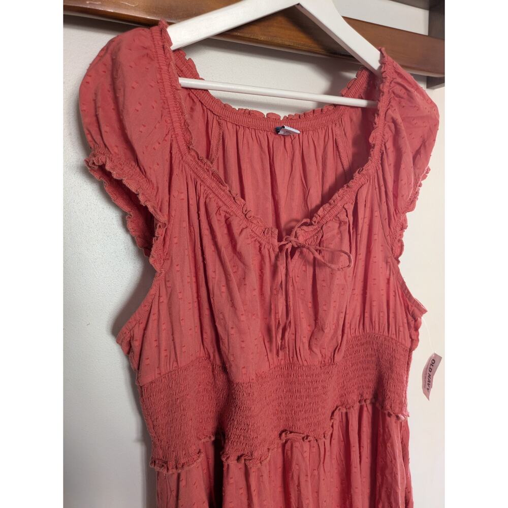 NWT Old Navy Cottagecore Peasant Midi Dress in Rust Orange Size Xlarge - Picture 3 of 5